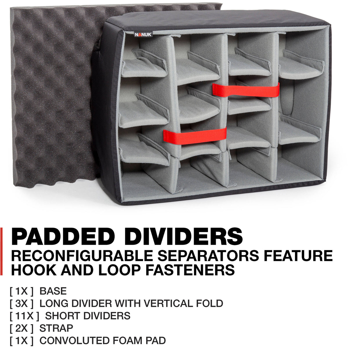 Estuche Rígido Nanuk 950 con ruedas con divisores acolchados (Negro, 51.9L) - puertos y conexiones