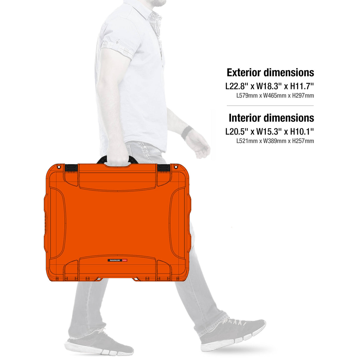 Estuche Rígido Nanuk 950 con ruedas con espuma en cubos (Naranja, 51.9L) - contenido de la caja