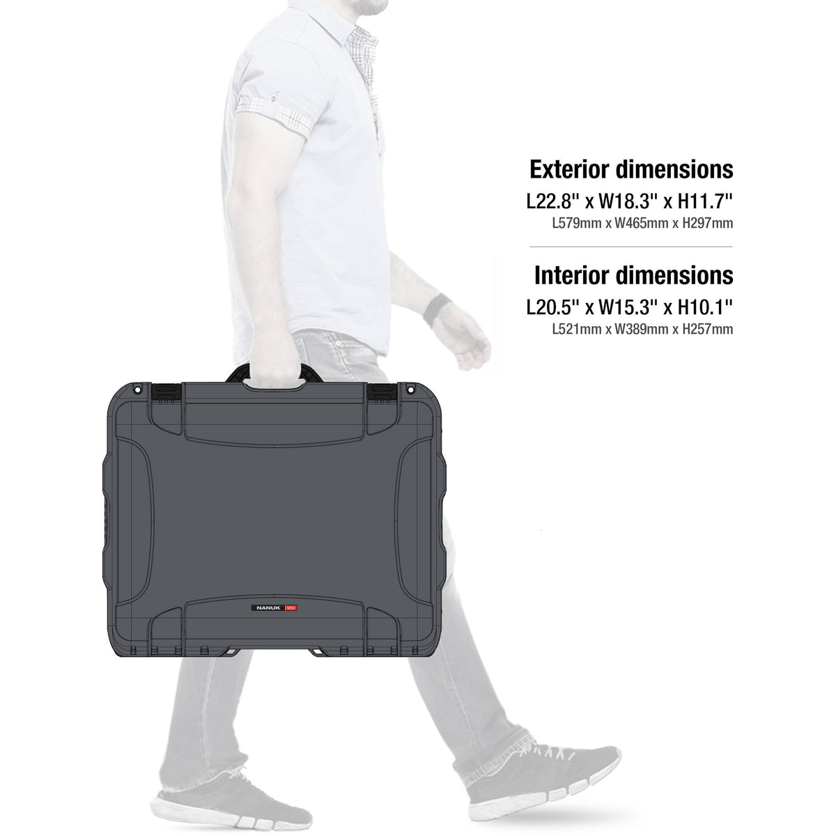 Estuche Rígido Nanuk 950 con ruedas Hard Pro Photo Kit (Graphite, 51.9L) - contenido de la caja