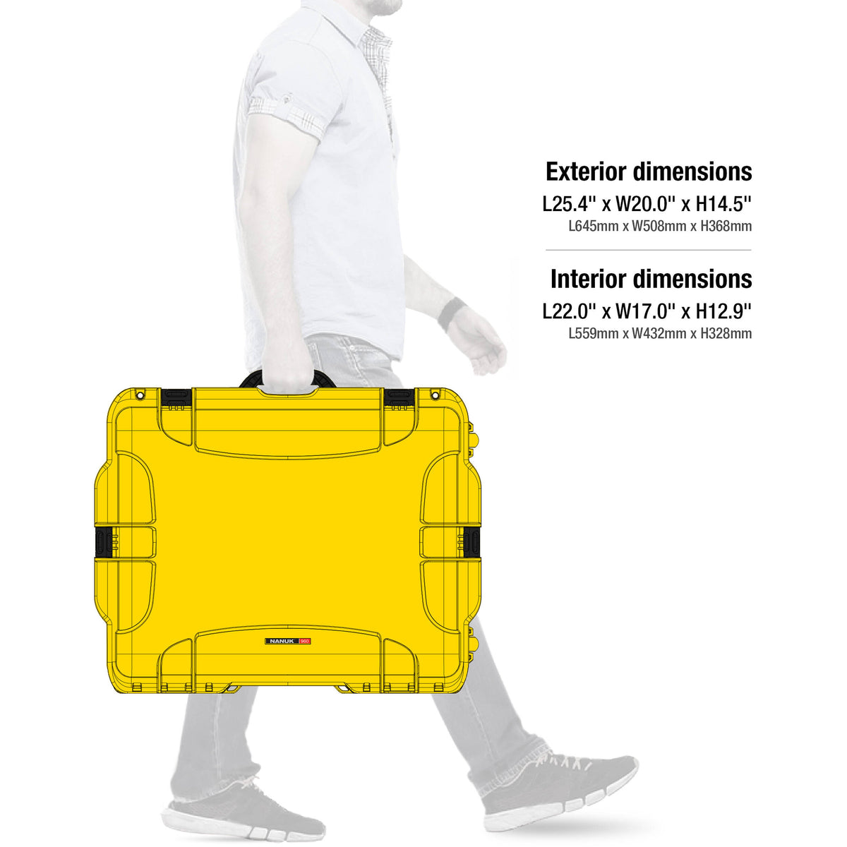 Estuche Rígido Nanuk 960 con ruedas Hard Pro Photo Kit (Amarillo, 79L) - contenido de la caja