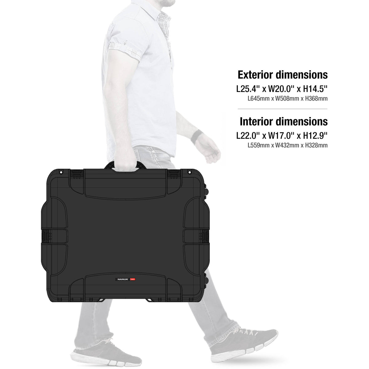 Estuche Rígido Nanuk 960 con ruedas Hard Pro Photo Kit (Negro, 79L) - contenido de la caja