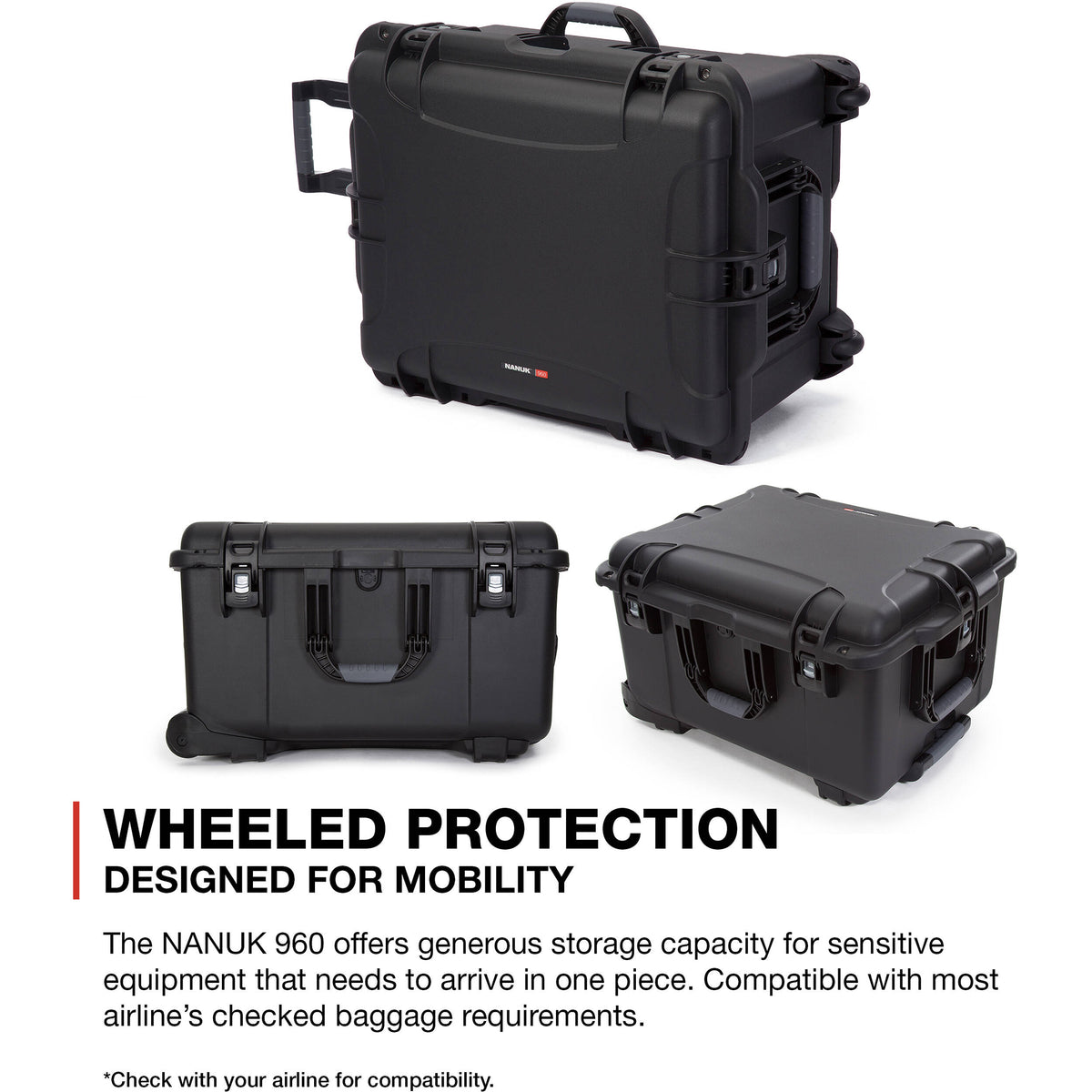 Estuche Rígido Nanuk 960 con ruedas Hard Pro Photo Kit (Negro, 79L) - en uso