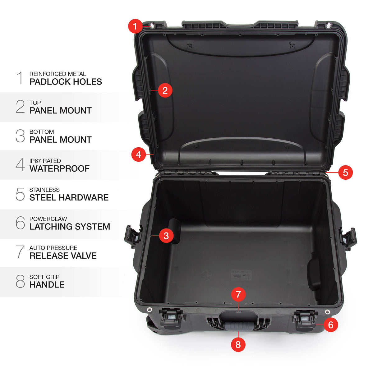 Estuche Rígido Nanuk 960 con ruedas (Negro, 79L) - detalle
