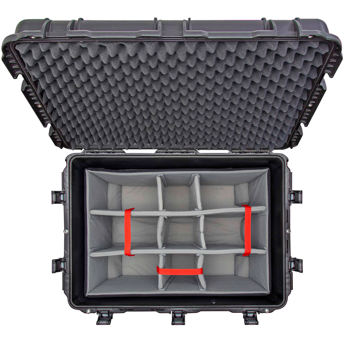 Estuche Rígido Nanuk 975S con ruedas Hard-Shell con divisores acolchados (Negro, 186L) - puertos y conexiones