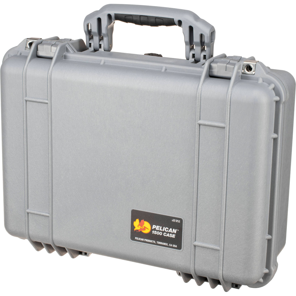 Estuche Rígido Pelican 1500NF sin interior (Plateado) - vista lateral