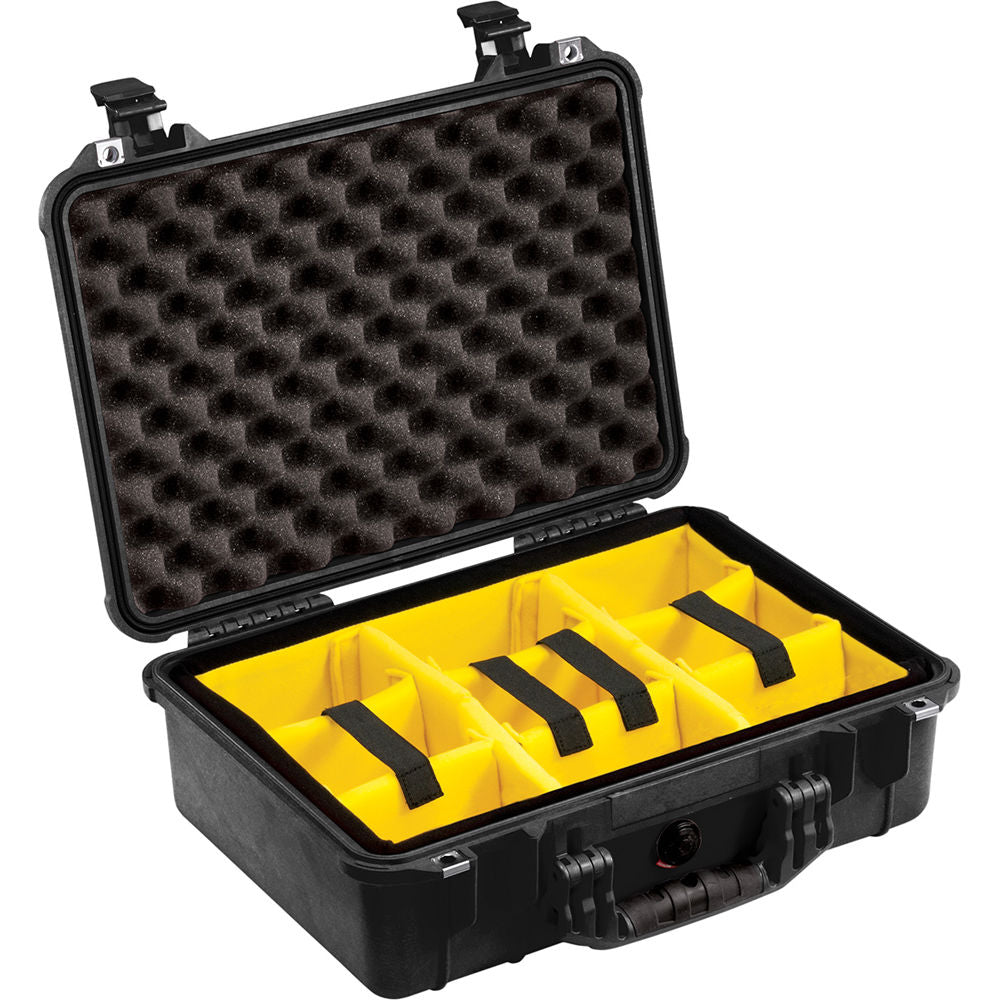 Estuche Rígido Pelican 1504 Waterproof 1500 con Amarillo y Negro juego de divisores (Negro) - vista principal