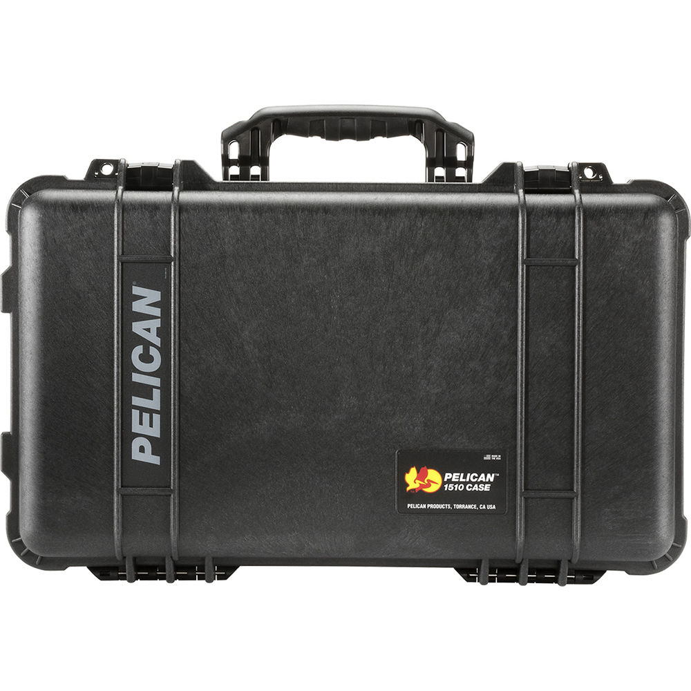 Estuche Rígido Pelican 1510SC Studio con organizador en la tapa y Amarillo juego de divisores (Negro) - vista lateral