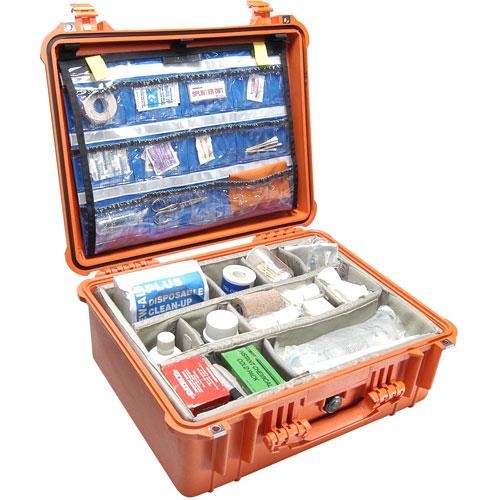 Estuche Rígido Pelican 1550 EMS con Organizer y divisores (Naranja) - vista frontal