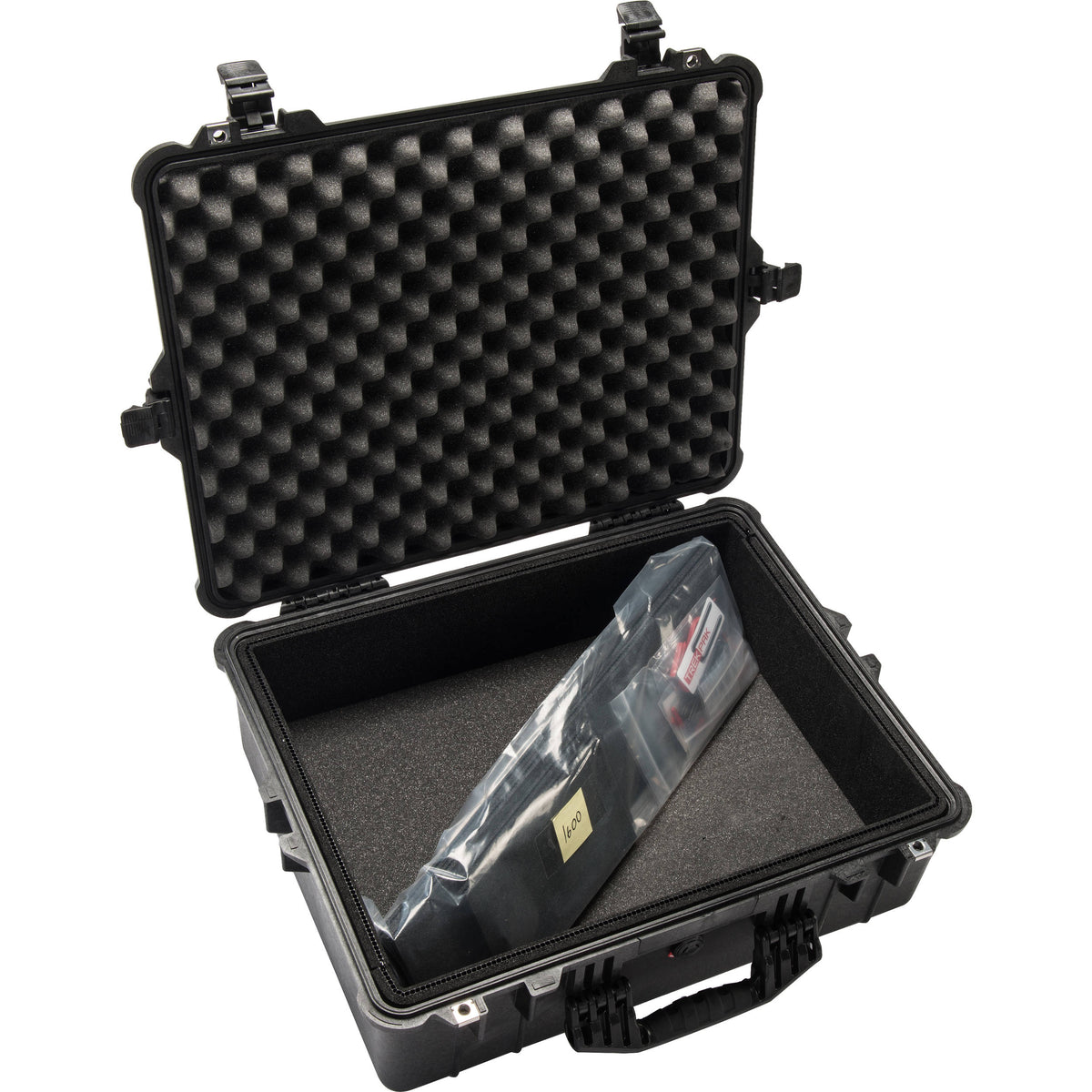 Estuche Rígido Pelican 1600TP con divisores TrekPak (Negro) - vista frontal