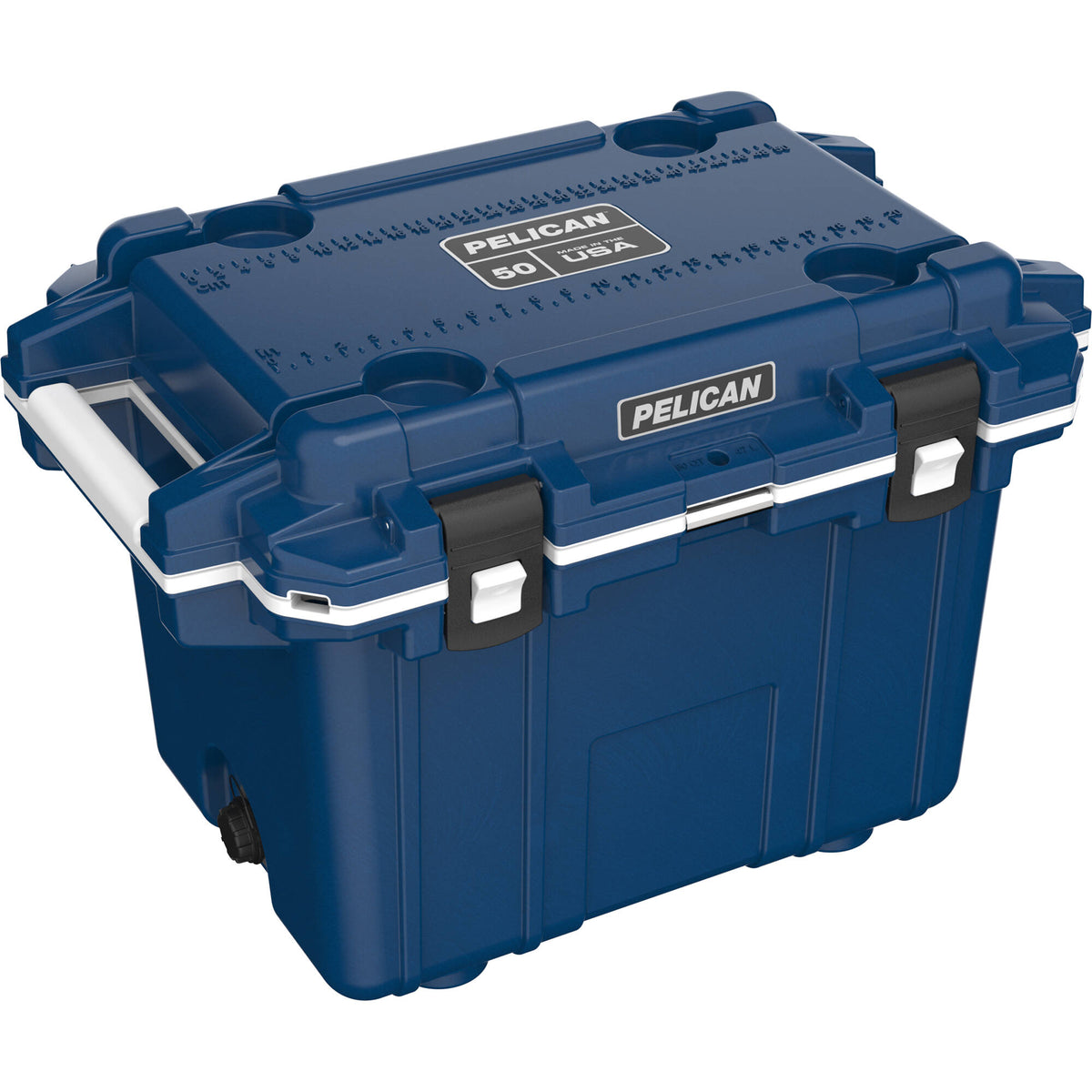 Estuche Rígido Pelican 50QT Elite Cooler (Midnight Azul / Blanco) - vista frontal