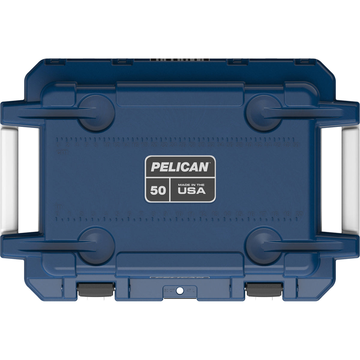 Estuche Rígido Pelican 50QT Elite Cooler (Midnight Azul / Blanco) - vista lateral