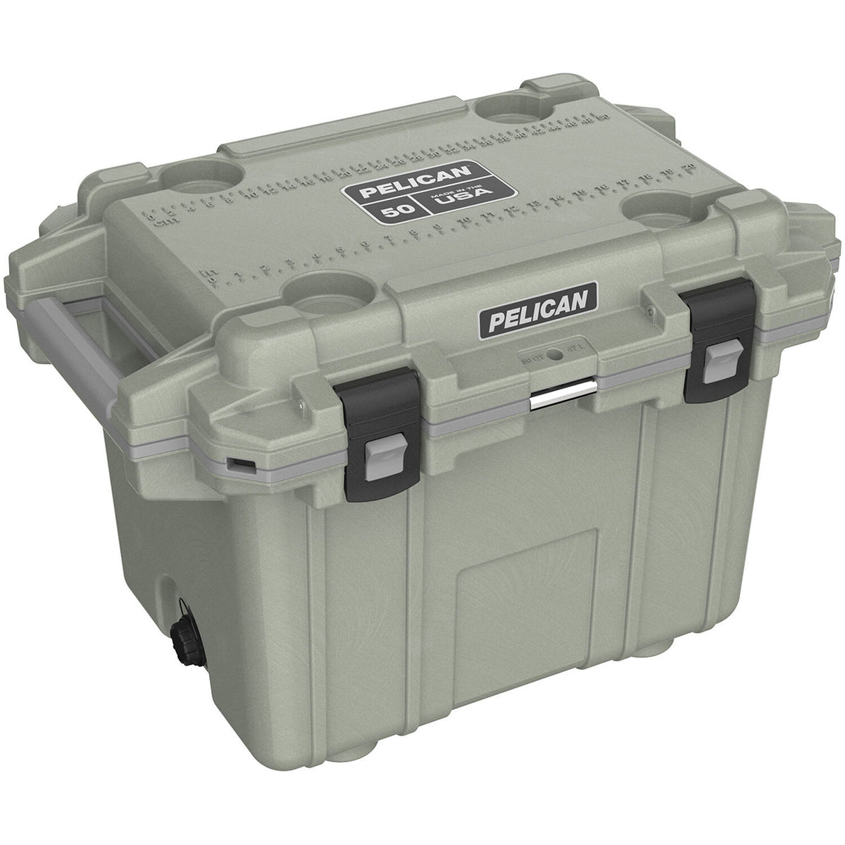 Estuche Rígido Pelican 50QT Elite Cooler (Sage Gris) - vista frontal