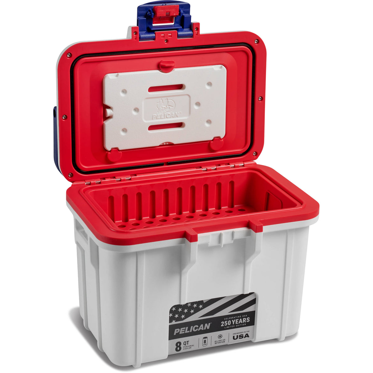 Estuche Rígido Pelican 8QT Personal Cooler (America 250 Limited Edition Rojo / Blanco / Azul) - vista frontal