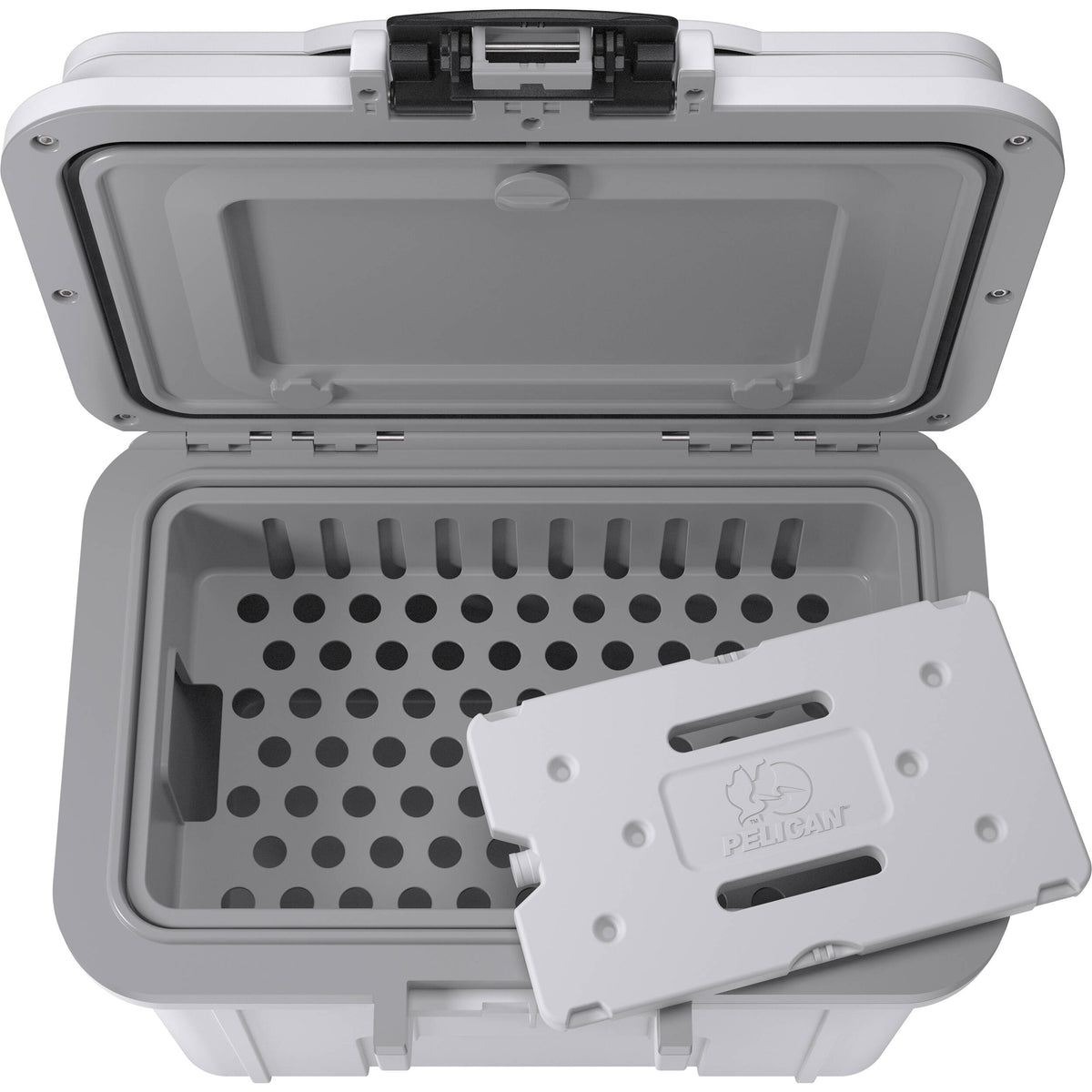 Estuche Rígido Pelican 8QT Personal Cooler (Blanco / Gris) - puertos y conexiones
