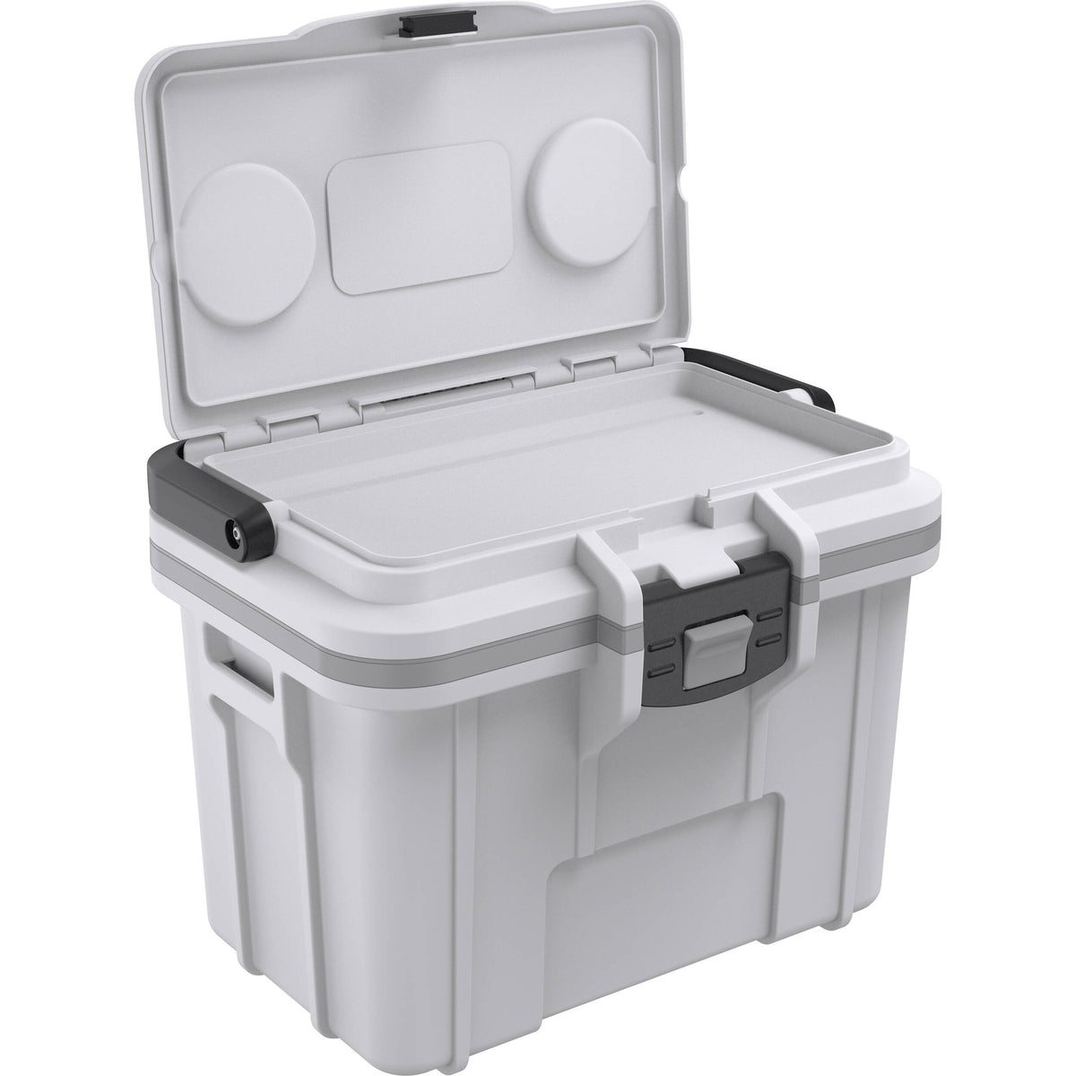 Estuche Rígido Pelican 8QT Personal Cooler (Blanco / Gris) - en uso