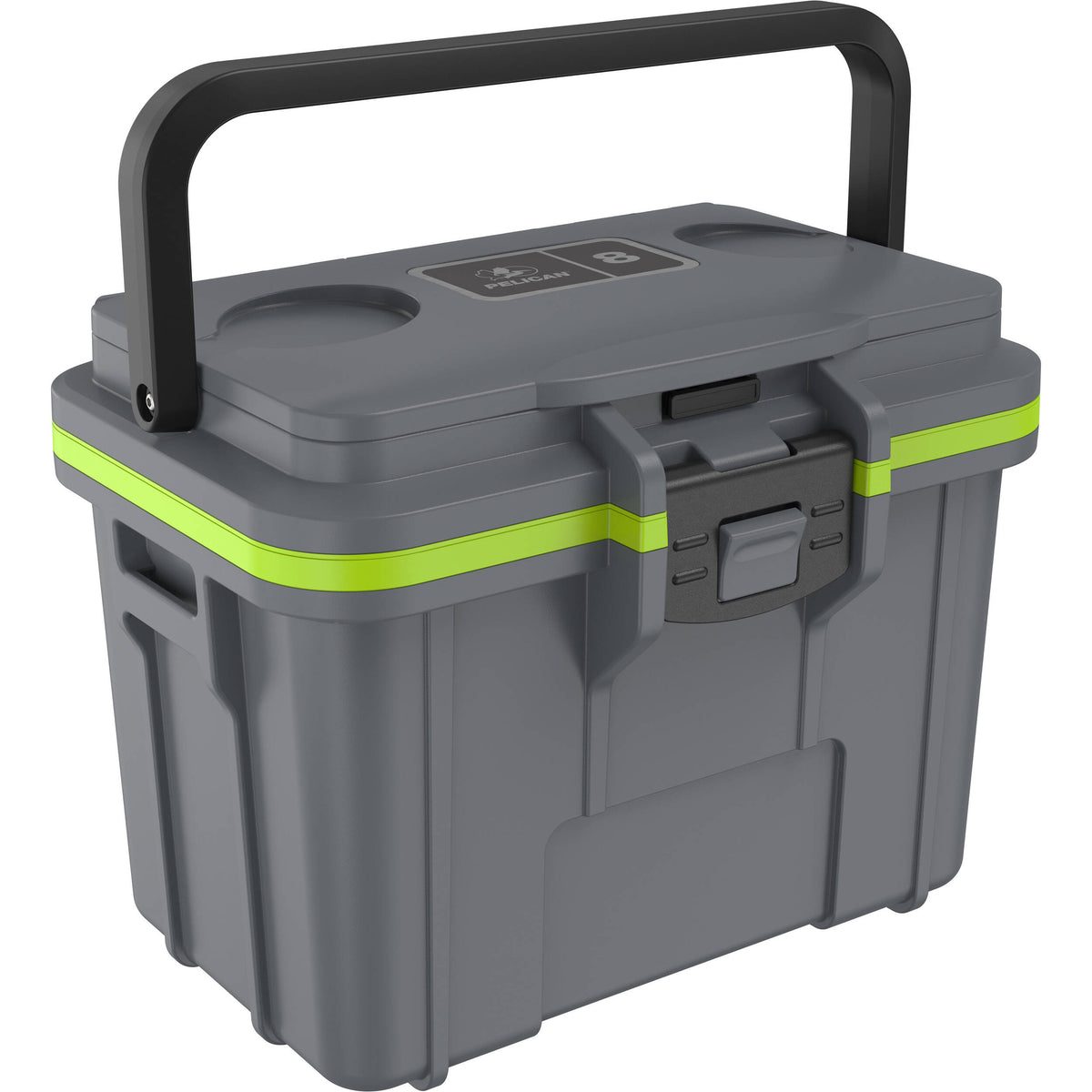 Estuche Rígido Pelican 8QT Personal Cooler (Dark Gris / Verde) - vista trasera