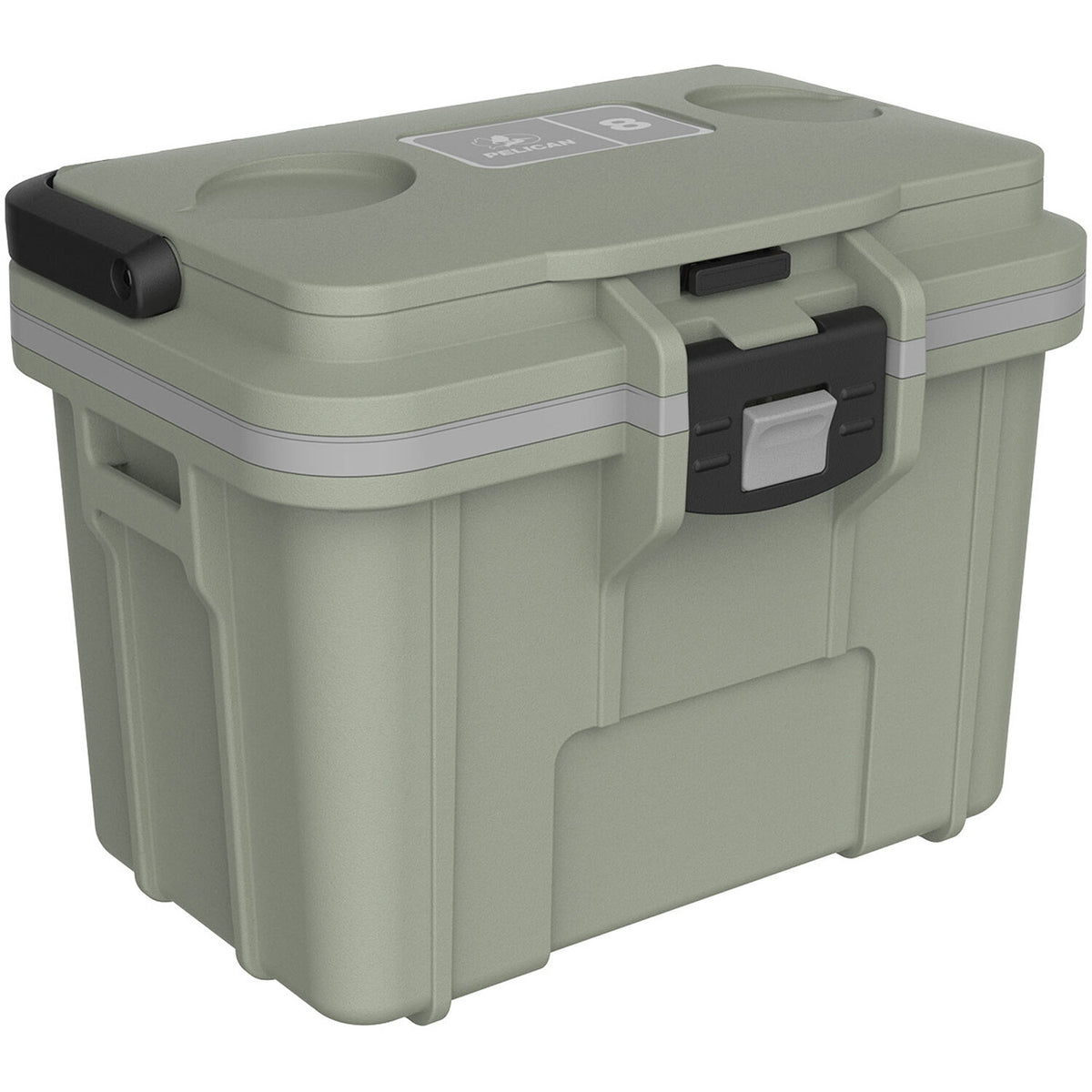 Estuche Rígido Pelican 8QT Personal Cooler (Sage Verde / Gris) - vista lateral