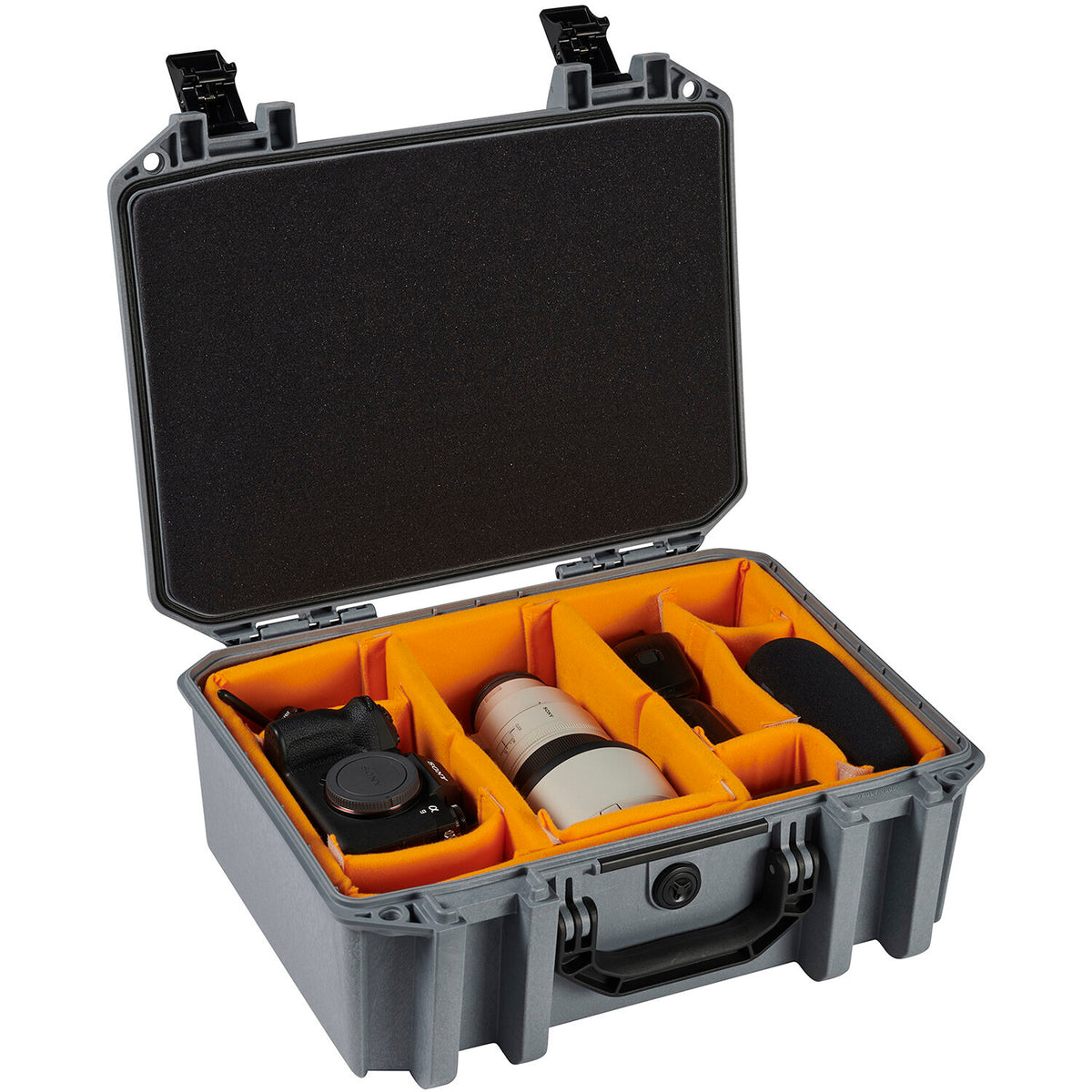 Estuche Rígido Pelican Vault V300 con divisores acolchados (Gris, 18.7L) - contenido de la caja