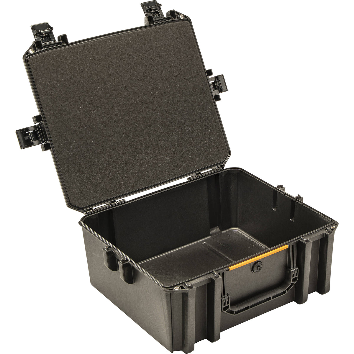 Estuche Rígido Pelican Vault V600 con divisores acolchados (Negro, 55.5L) - puertos y conexiones