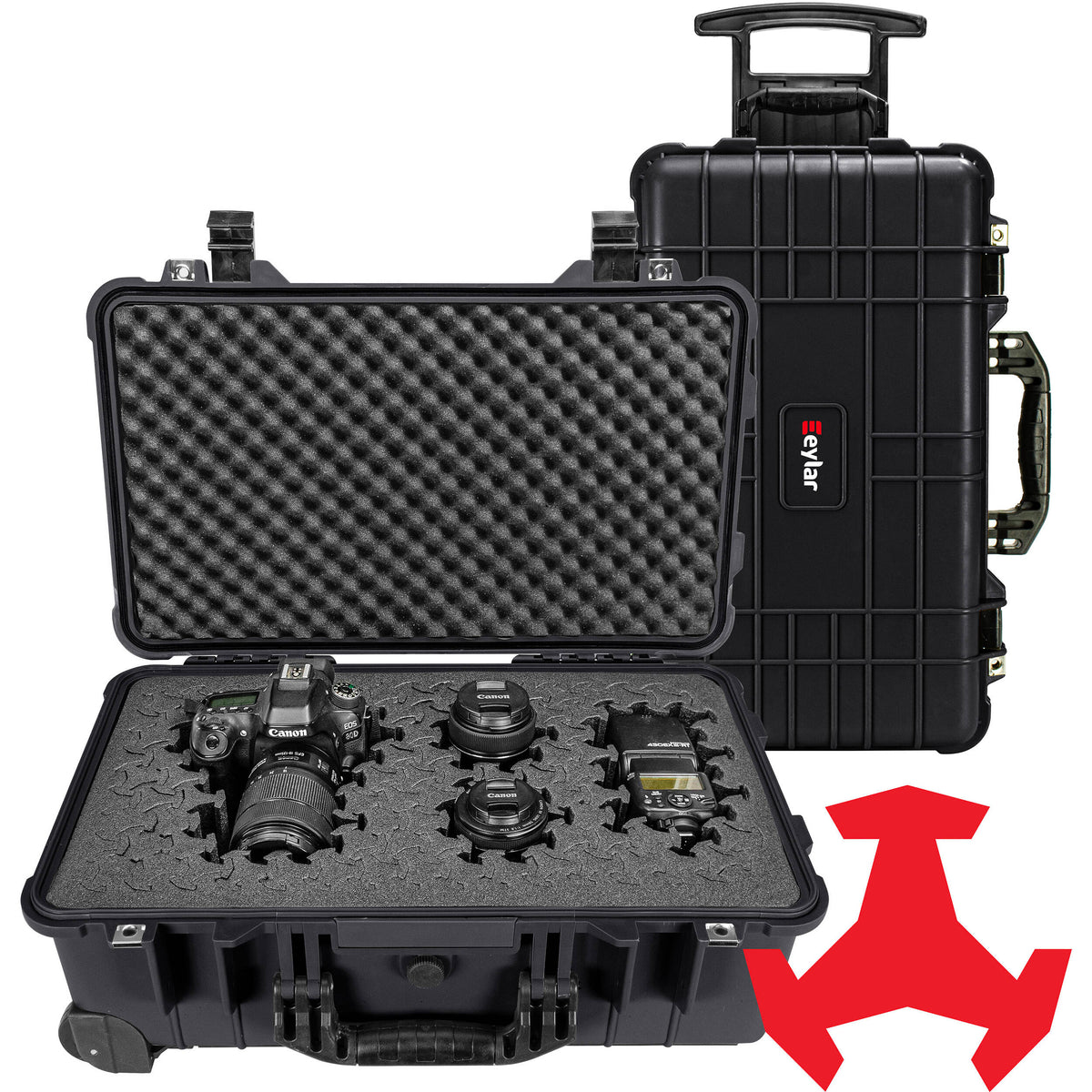 Estuche Rígido RAGAR Eylar con ruedas de cabina con espuma (Negro, 22") - vista frontal