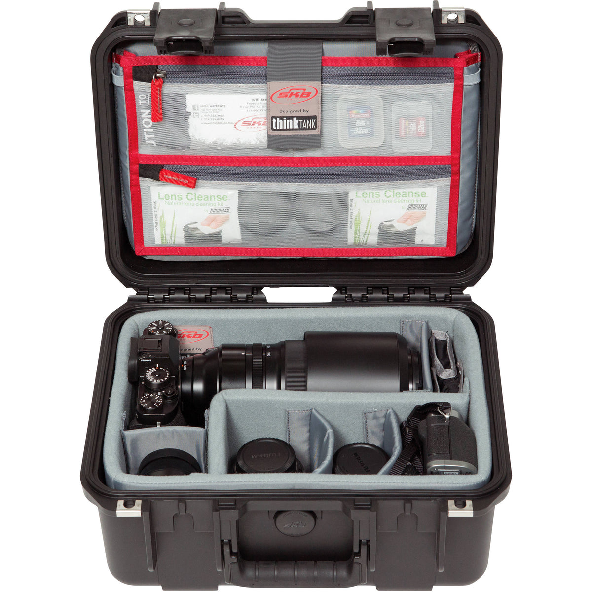 Estuche Rígido SKB iSeries 1309-6 con Think Tank Photo divisores & organizador en la tapa (Negro) - vista lateral