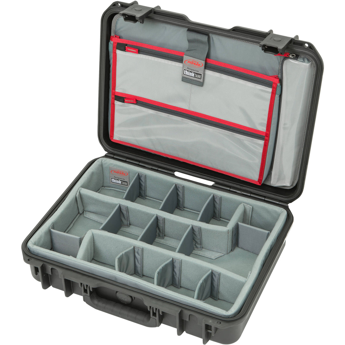 Estuche Rígido SKB iSeries 1813-5 con Think Tank Photo divisores & organizador en la tapa (Negro) - vista trasera