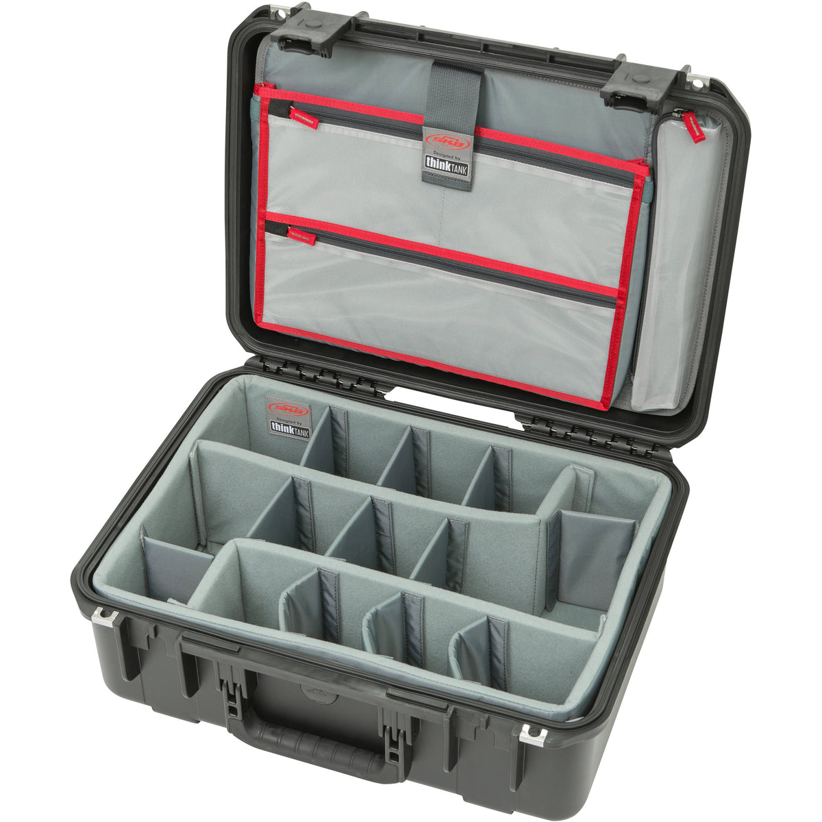 Estuche Rígido SKB iSeries 1813-7 con Think Tank Photo divisores & organizador en la tapa (Negro) - vista trasera