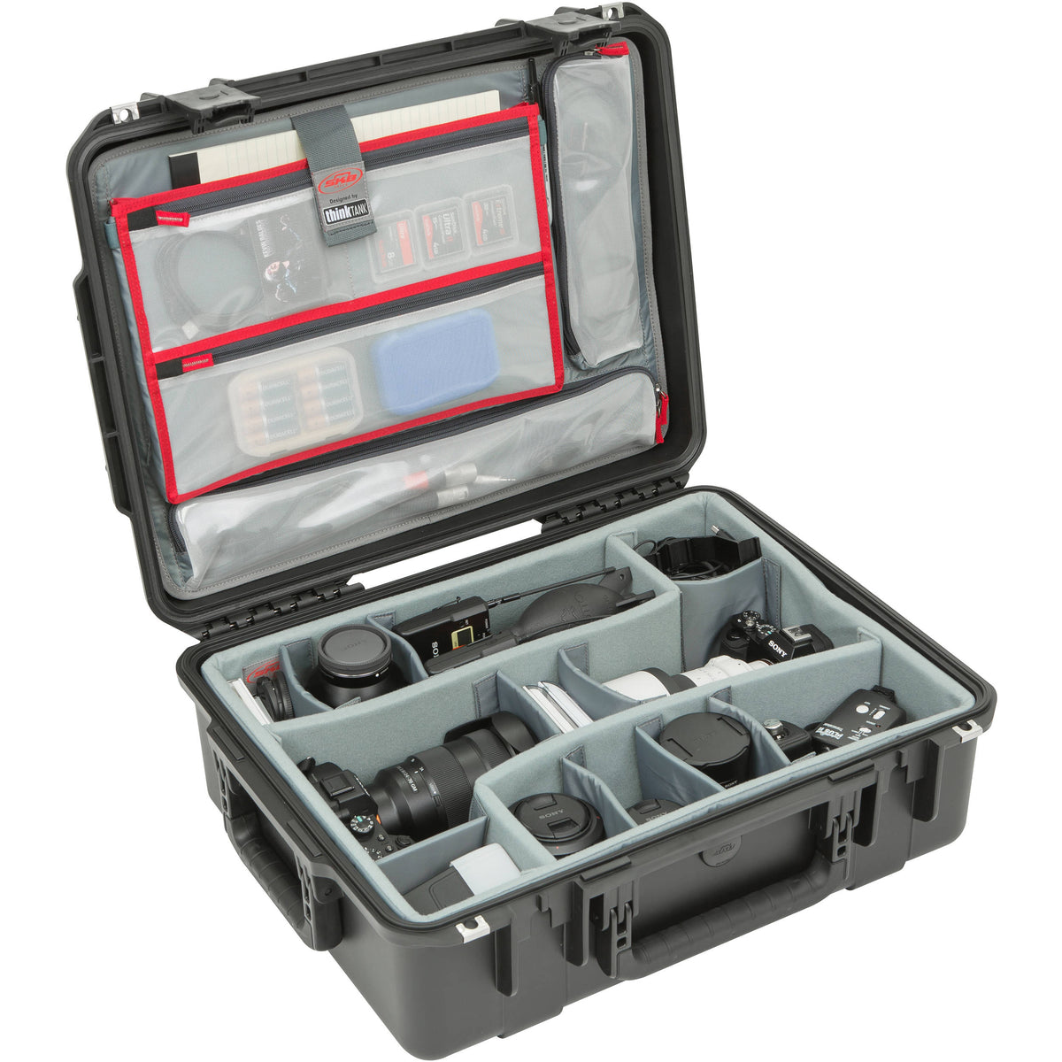 Estuche Rígido SKB iSeries 2015-7 con Think Tank Photo divisores & organizador de tapa (Negro) - vista frontal