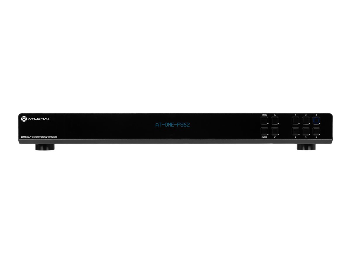 Extensor AV Atlona Omega AT-OME-PS62 6x2 matrix switcher / scaler / audio embedder/disembedder / HDBaseT conve - vista 1