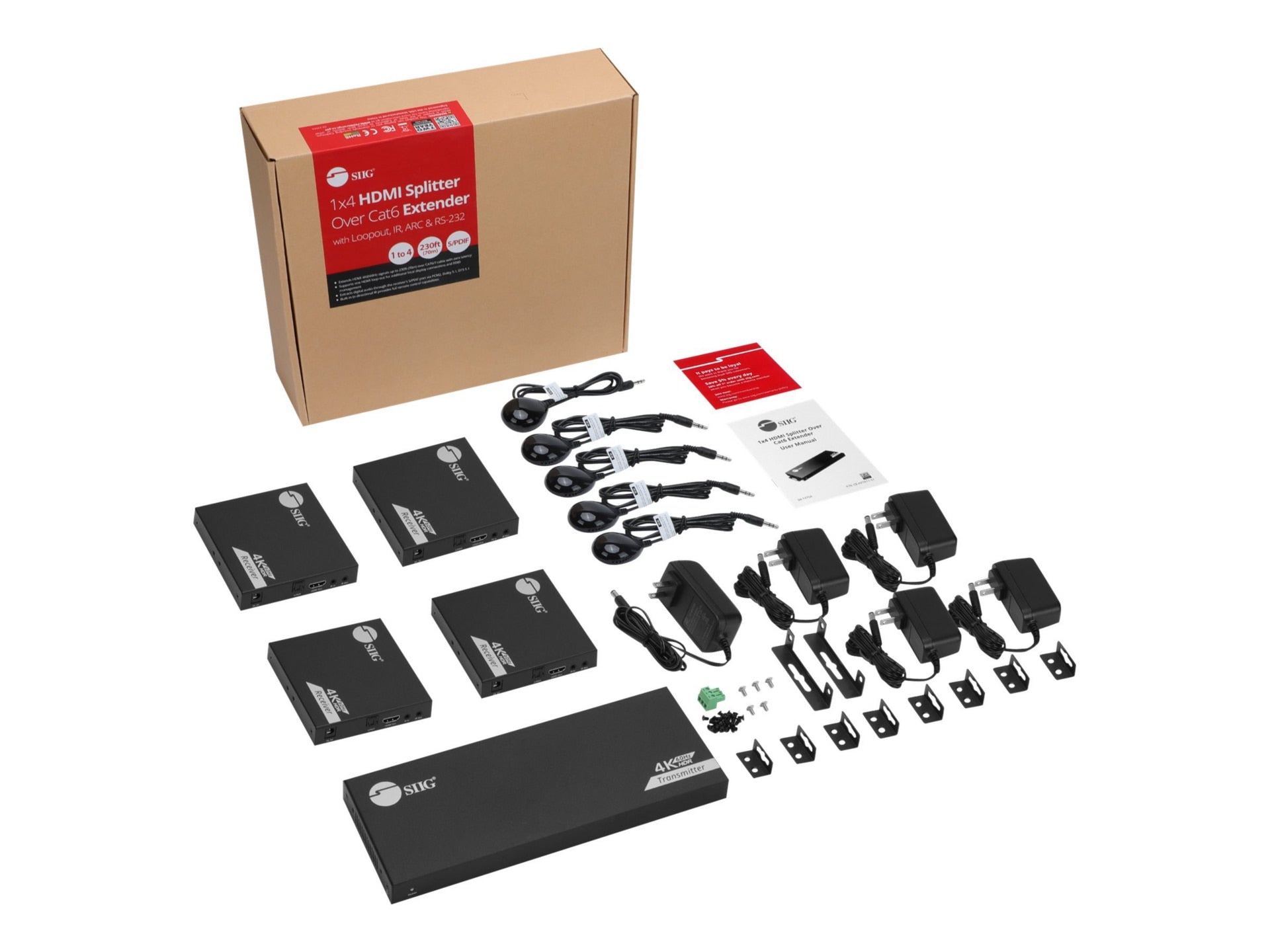 Extensor AV SIIG 1x4 HDMI Splitter Over Cat6/7 Extender - vista 3