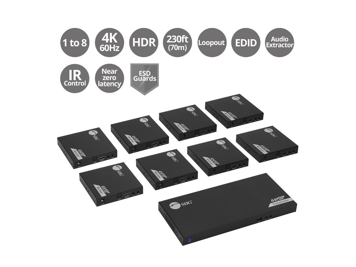 Extensor AV SIIG 1x8 HDMI Splitter Over Cat6/7 Extender - vista 4