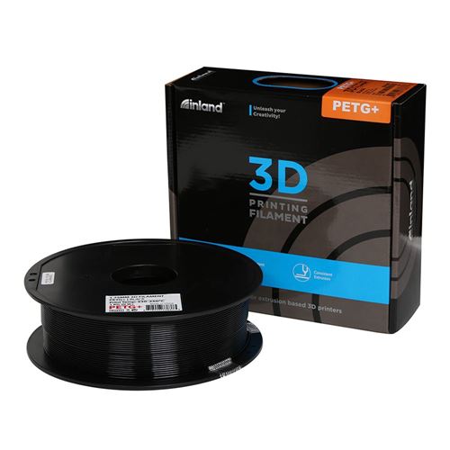 Filamento 3D Inland PETG+ 1.75mm Negro 1.0 kg — vista frontal