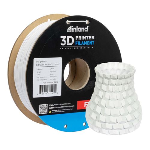 Filamento 3D Inland PLA+ 1.75mm Blanco 1.0 kg — vista frontal