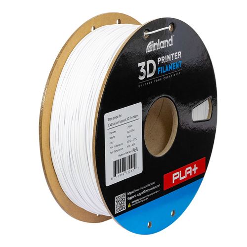Filamento 3D Inland PLA+ 1.75mm Blanco 1.0 kg — vista en diagonal