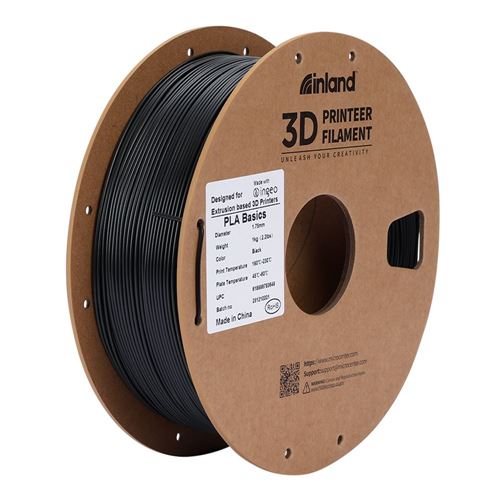 Filamento 3D Inland PLA 1.75mm Negro 1.0 kg — vista en diagonal