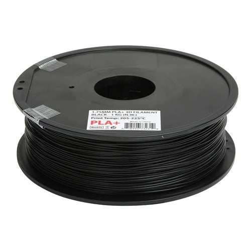 Filamento 3D Inland PLA+ 1.75mm Negro 1.0 kg — vista en diagonal