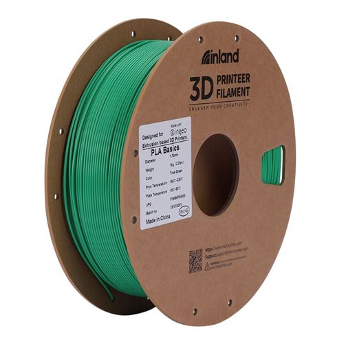 Filamento 3D Inland PLA 1.75mm Verde 1.0 kg — vista en diagonal