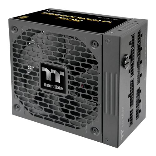 Fuente de Poder Thermaltake Dock Power FI 750W 80 Plus Gold ATX 3.1 Totalmente Modular — vista en diagonal