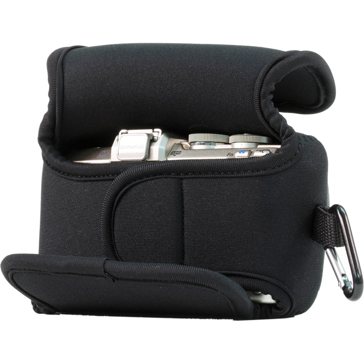 Funda a medida MegaGear Ever Ready para Olympus PEN E-PL7 con 16-50mm Lens (Negro) - puertos y conexiones