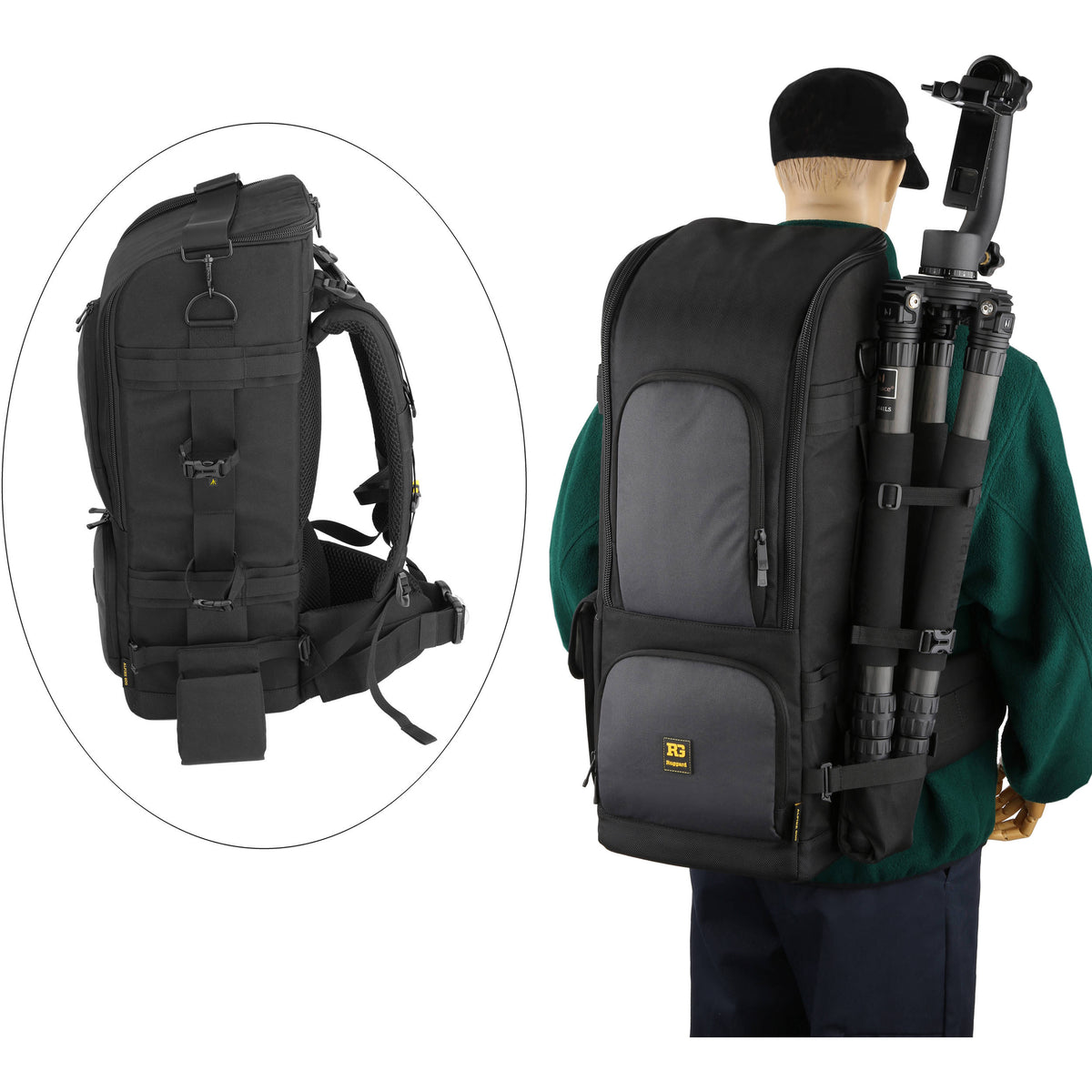 Funda para Lente Ruggard Alpine 600 Backpack para y 600/800mm (Negro) - en uso