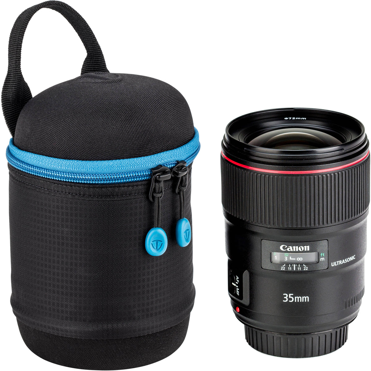Funda para Lente Tenba blanda Molded EVA Capsule con Extra Padding (Negro, 5 x 3.5") - vista lateral