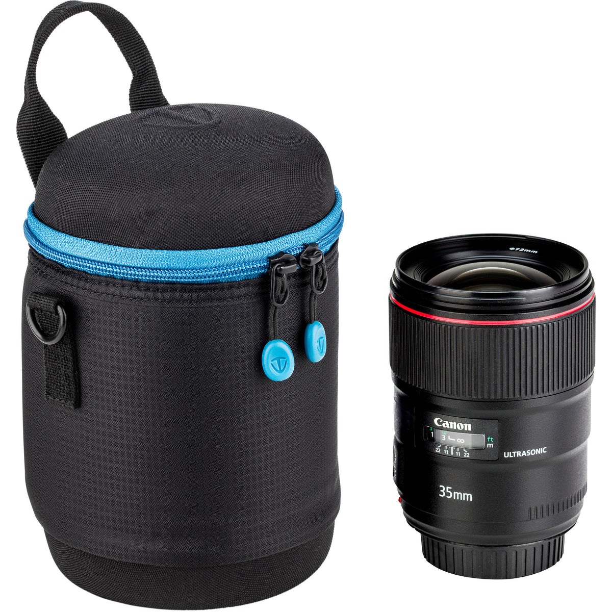 Funda para Lente Tenba blanda Molded EVA Capsule con Extra Padding (Negro, 6 x 4.5") - vista lateral