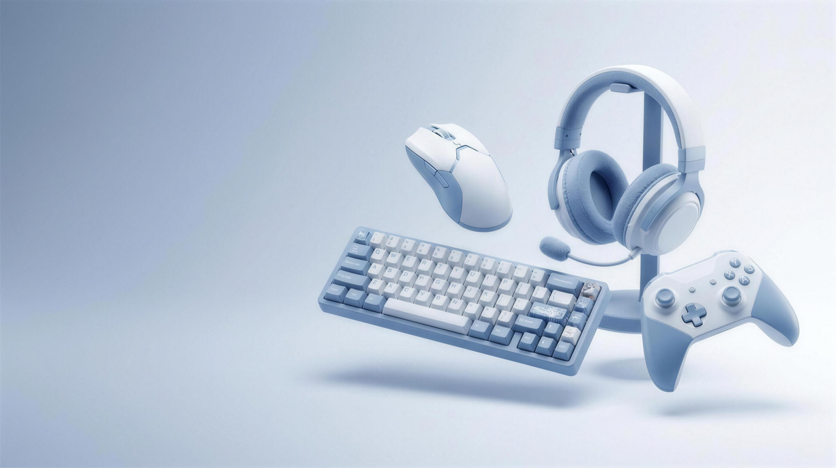 Banner Accesorios Gamer - mouse, teclado, headset, control