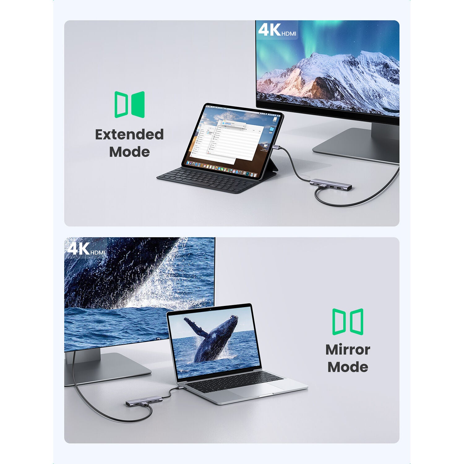 Hub USB UGREEN 6 en 1 USB-C con HDMI 4K y Lector SD/microSD - vista lateral
