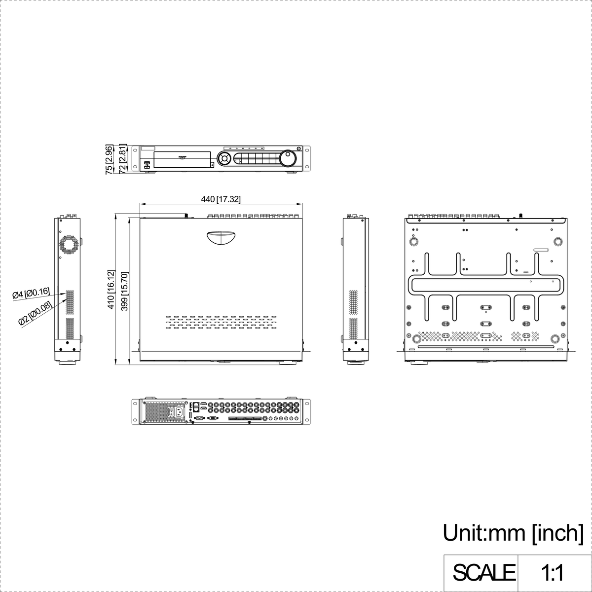 DVR Hikvision - 4 Megapixel - 4 Bahías de Disco Duro - POS - 4 Canales de Audio - IDS-7332HQHI-M4/S(S)