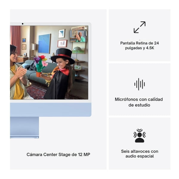 iMac 24" - Apple M4 10-Core CPU - 16GB RAM - 256GB SSD - 10-Core GPU - macOS - Blue - MWV13LL/A