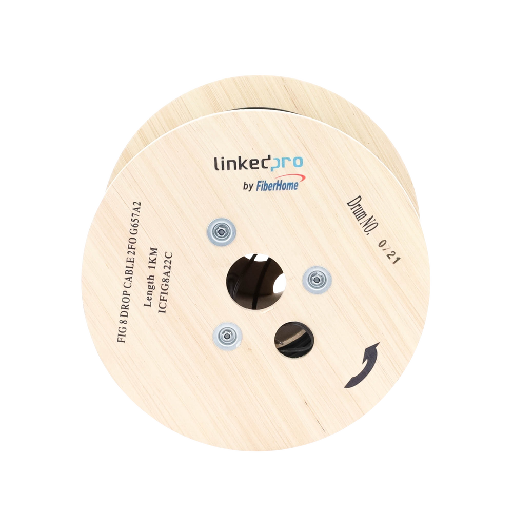 Carrete de 1 km de Fibra Óptica Linkedpro By Fiberhome IC-FIG8A2-2C Monomodo 2 hilos Negro