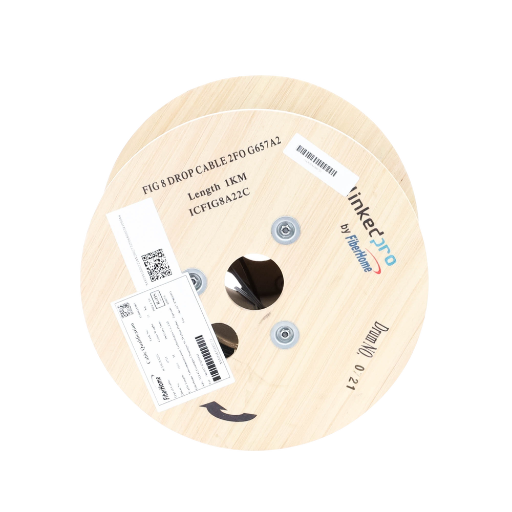Carrete de 1 km de Fibra Óptica Linkedpro By Fiberhome IC-FIG8A2-2C Monomodo 2 hilos Negro