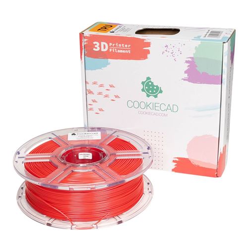 Cookiecad 1.75 mm TPU 3D Printer Filament 1.0 kg (2.2 lbs.) Spool - Ruby Red Elixir — vista 1