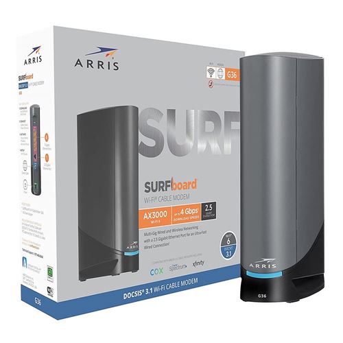 Arris Enterprises G36 DOCSIS 3.1 Dual AX3000 Cable Modem/WiFi Router Combo
32 x 8 Bonded — vista 1
